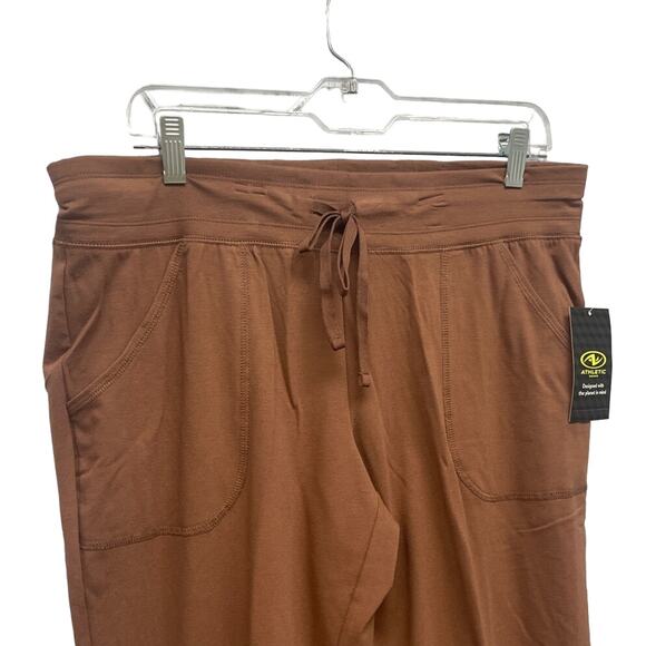 New Athletic Work Womens Coffee Brown Small Petite Elastic Drawstring Yoga Pants - Picture 2 of 4